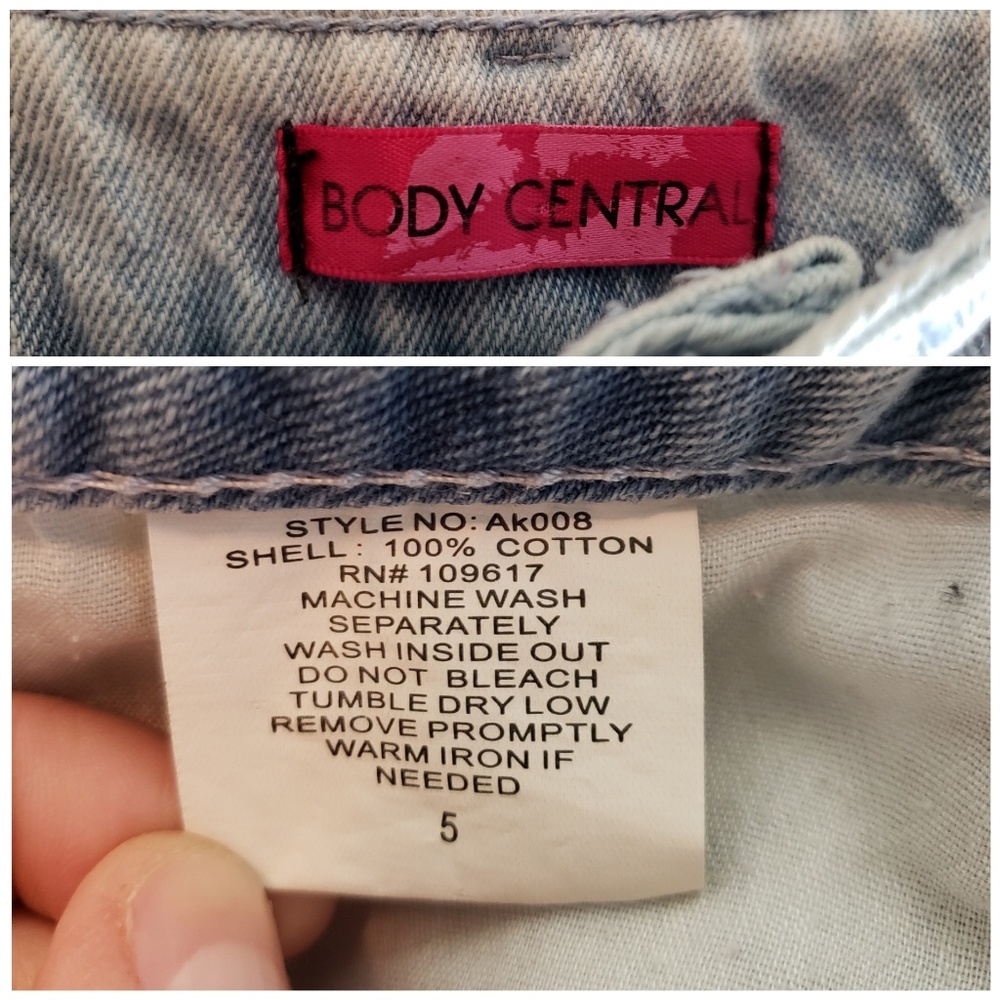 Body Central Embroidered Distresed Jean Shorts - Picture 6 of 8